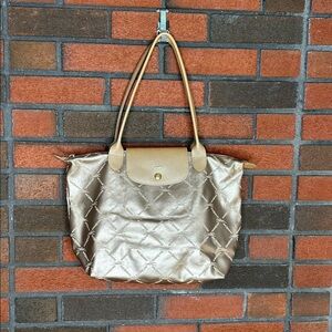 Longchamp Gold Metallic Le Pliage Bag Limited Edition